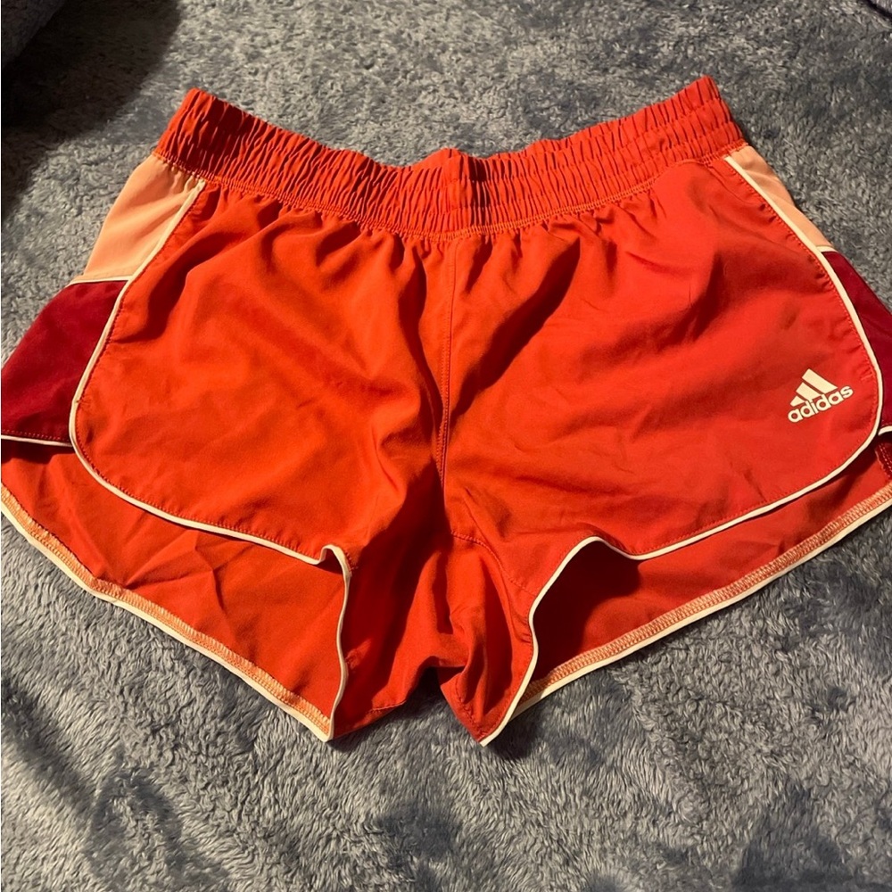 Adidas Women's Orange and Red Athletic Shorts